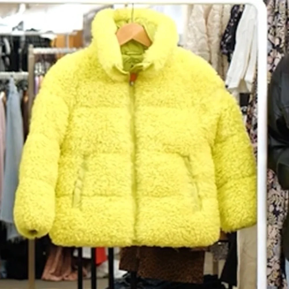 New! Save The Duck Kids Thisbe Quilted Neon Sherpa Fleece Jacket 🐥🐥 8 Youth NWT!
